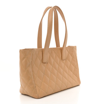 CHANEL Calfskin Wild Stitch Medium Tote Beige