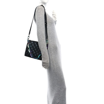 LOUIS VUITTON Lambskin Embossed Monogram LV Ski Coussin PM Black Multicolor