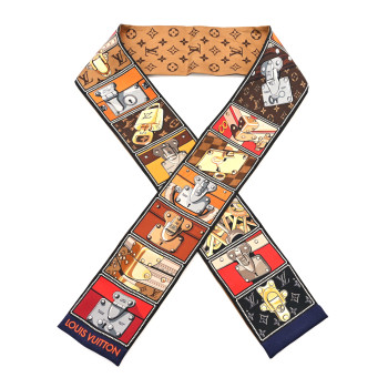 LOUIS VUITTON Silk Monogram Lock It Bandeau Brown