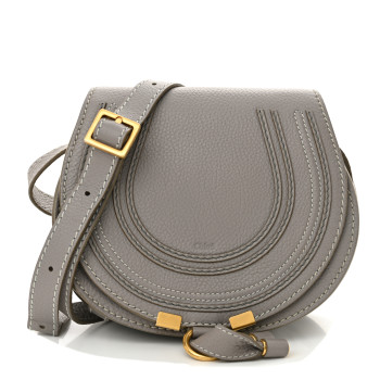 CHLOE Calfskin Mini Marcie Round Crossbody Bag Cashmere Grey