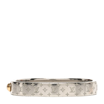 LOUIS VUITTON Brass Palladium Plated Nanogram Cuff S Silver