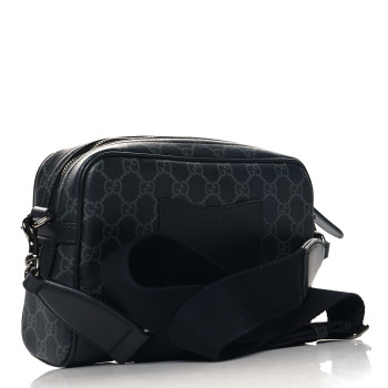 GUCCI GG Supreme Monogram Textured Calfskin Emblem Small Crossbody Black