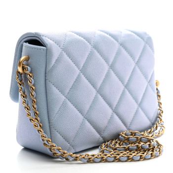CHANEL Iridescent Caviar Quilted Mini My Perfect Flap Light Blue