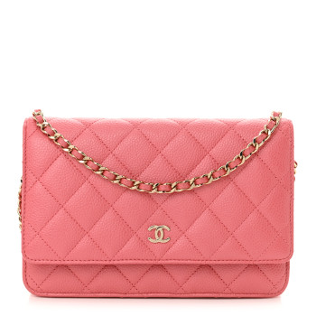 CHANEL Caviar Quilted Wallet on Chain WOC Pink