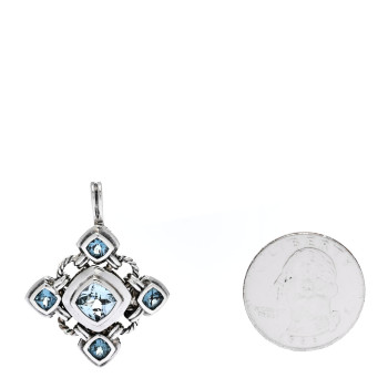 DAVID YURMAN Sterling Silver Blue Topaz Renaissance Cross Enhancer Pendant
