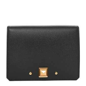 HERMES Madame Calfskin Medor Card Holder Black