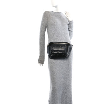 GUCCI Calfskin GG Tennis Embossed Pocket Belt Bag Black