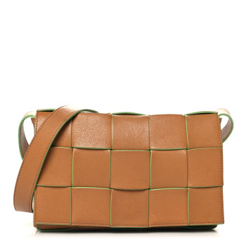 BOTTEGA VENETA Buffalo Maxi Intrecciato Cassette Bicolor Crossbody Bag Caramel Pistachio
