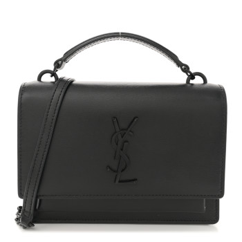 SAINT LAURENT Calfskin Monogram Sunset Chain Wallet Black