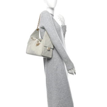 CHANEL Caviar Quilted Small Chanel 25 Handbag Light Grey