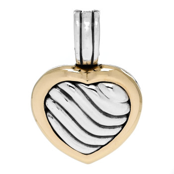 DAVID YURMAN Sterling Silver 18K Yellow Gold Cable Heart Locket Enhancer Pendant