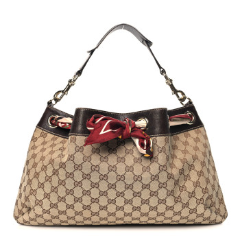 GUCCI Monogram Positano Hobo Brown
