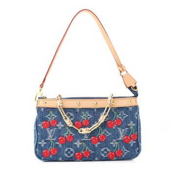 LOUIS VUITTON LV X TM Monogram Denim Cerises Pochette Accessories Blue
