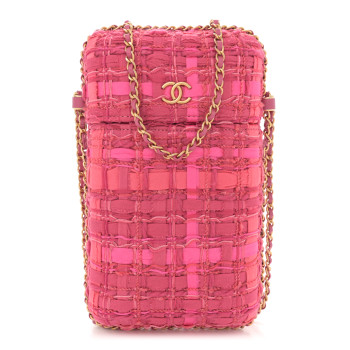 CHANEL Tweed Chain Around Phone Holder Pink
