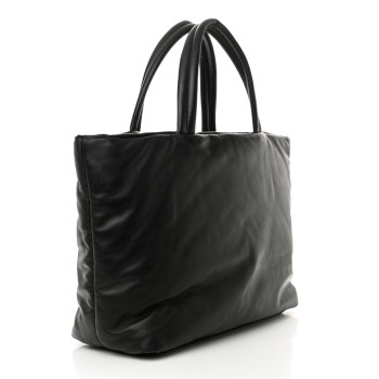 SAINT LAURENT Lambskin Wide Puffer Tote Black