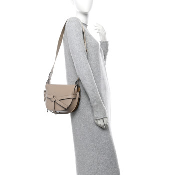 LOEWE Soft Calfskin Jacquard Small Gate Crossbody Bag Sand