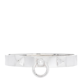 HERMES Sterling Silver PM Collier De Chien Bracelet LG