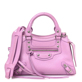 BALENCIAGA Grained Calfskin Neo Classic Silver Hardware Mini City Lilac