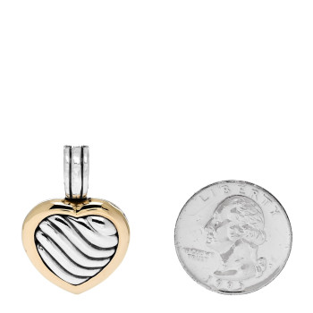 DAVID YURMAN Sterling Silver 18K Yellow Gold Cable Heart Locket Enhancer Pendant