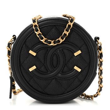 CHANEL Caviar Quilted Round Filigree Crossbody Black