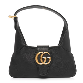 GUCCI Goatskin Small GG Aphrodite Shoulder Bag Black