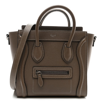 CELINE Drummed Calfskin Nano Luggage Souris