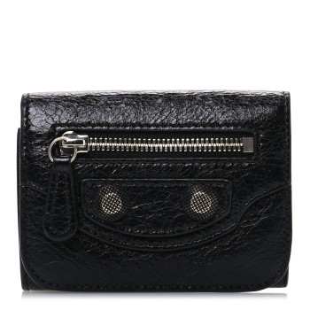 BALENCIAGA Agneau Arena Le Cagole Mini Wallet Black