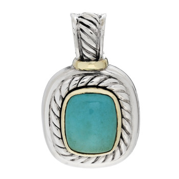 DAVID YURMAN Sterling Silver 14K Yellow Gold Turquoise 10mm Albion Enhancer Pendant