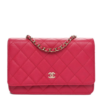CHANEL Caviar Quilted Wallet on Chain WOC Dark Pink