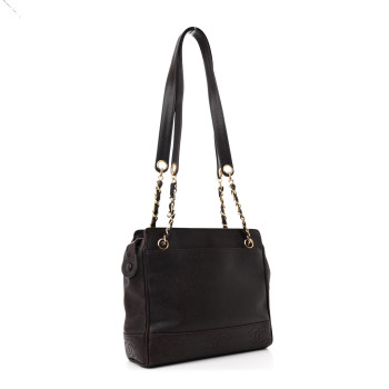 CHANEL Caviar CC Shoulder Bag Dark Brown