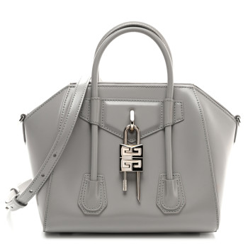 GIVENCHY Box Calfskin Mini Lock Antigona Shoulder Bag Medium Grey