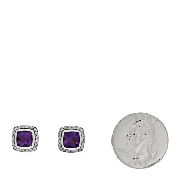 DAVID YURMAN Sterling Silver Diamond Amethyst 7mm Albion Earrings