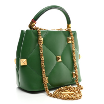 VALENTINO GARAVANI Nappa Small Roman Stud The Handle Bag Gea Green