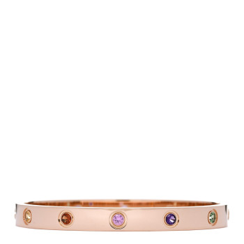 CARTIER 18K Pink Gold Sapphire Garnet Amethyst LOVE Bracelet 16