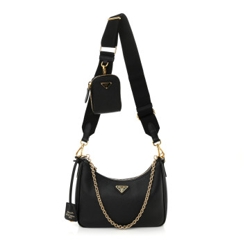 PRADA Saffiano Lux Re-Edition 2005 Shoulder Bag Black
