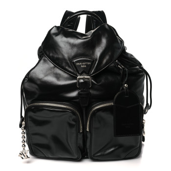 LOUIS VUITTON Shiny Calfskin Montsouris Cargo Backpack Black