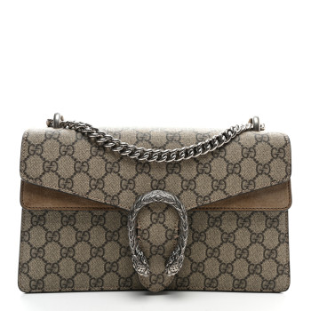 GUCCI GG Supreme Monogram Small Dionysus Shoulder Bag Taupe