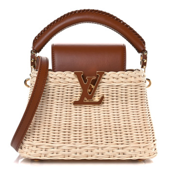 LOUIS VUITTON Rattan Calfskin Capucines Mini Tan