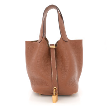 HERMES Taurillon Clemence Picotin Lock 18 PM Gold