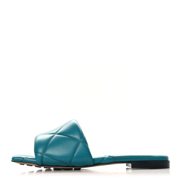 BOTTEGA VENETA Nappa Quilted Rubber Lido Flat Sandals 37.5 Duck Green