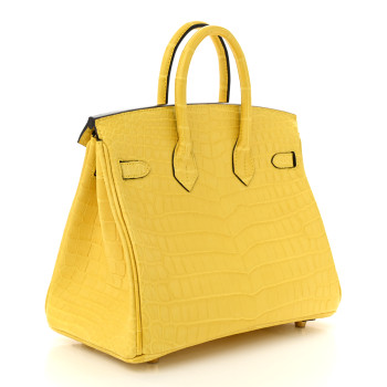 HERMES Matte Niloticus Crocodile Birkin 25 Mimosa