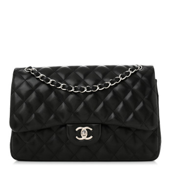 CHANEL Lambskin Quilted Jumbo Double Flap Black