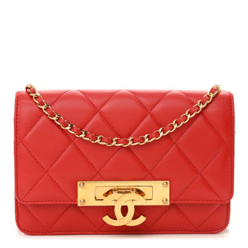CHANEL Lambskin Quilted Golden Class Wallet on Chain WOC Red