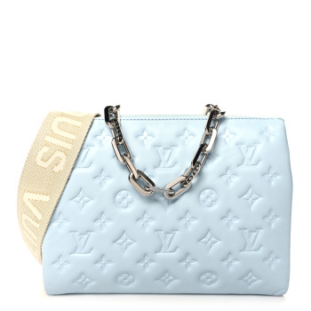 LOUIS VUITTON Lambskin Embossed Monogram Coussin PM Ice Blue