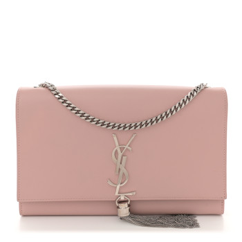 SAINT LAURENT Smooth Calfskin Medium Classic Monogram Kate Tassel Satchel Pink