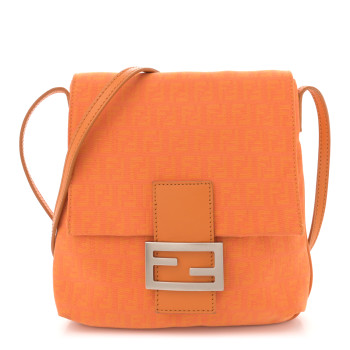 FENDI Zucchino Vitello Tube Messenger Bag Orange
