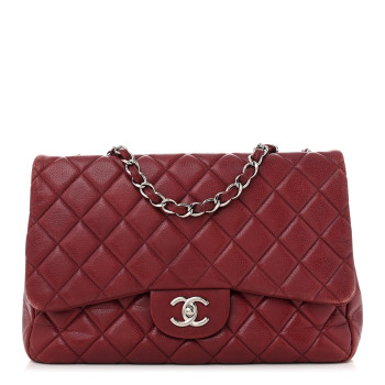 CHANEL Caviar Quilted Jumbo Single Flap Red