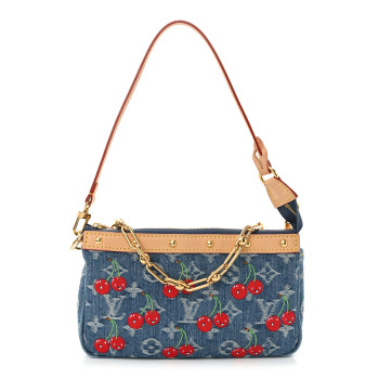 LOUIS VUITTON LV X TM Monogram Denim Cerises Pochette Accessories Blue