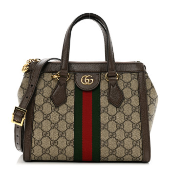 GUCCI GG Supreme Monogram Small Ophidia Tote Bag Brown