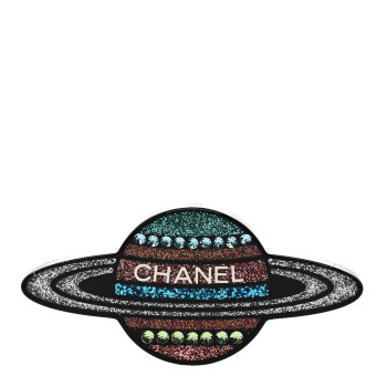 CHANEL Glittered Resin Strass Planet Brooch Silver Blue Pink